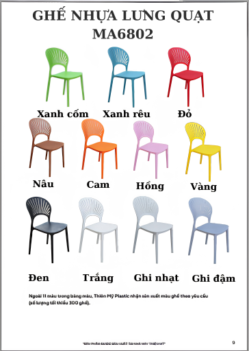 GHẾ NHỰA ĐÚC LỖ LƯNG QUẠT CAO CẤP MA6802 - Ảnh 2