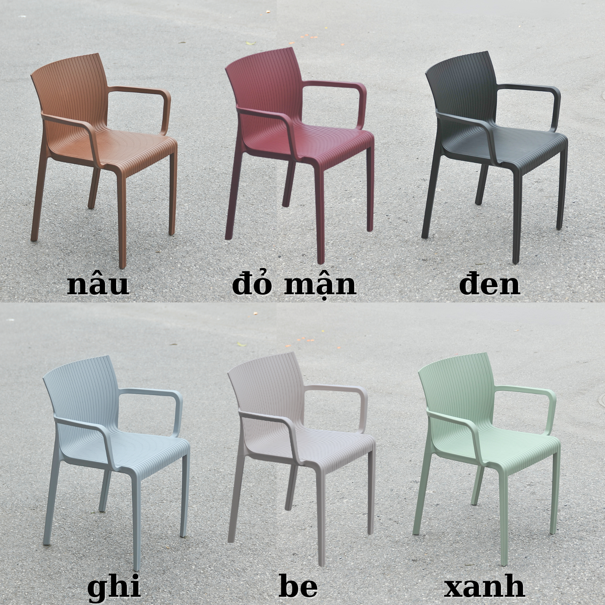 GHẾ NHỰA SÓNG ĐÚC NGUYÊN KHỐI CÓ TAY VỊN MA6817 - Ảnh 3