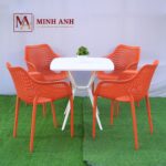 COMBO MAN406 – BÀN NHỰA VUÔNG + GHẾ DÁNG THUYỀN ĐA MÀU SẮC