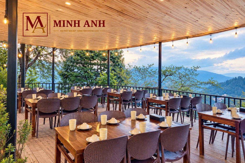 ghế cho quán cafe ngoài trời tại không gian nhà hàng sân vườn